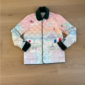 Casablanca Tennis Club Quilted Print Jacket Size M Green Blue Pink